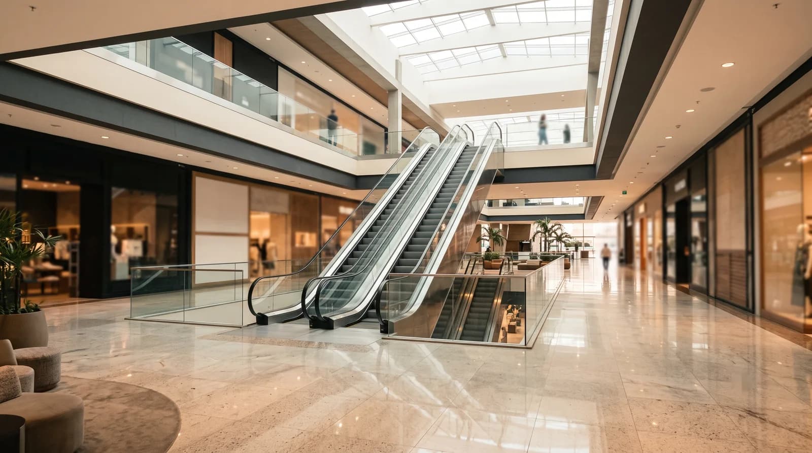 Área comum ou técnica de shopping center (sem lojas identificáveis)